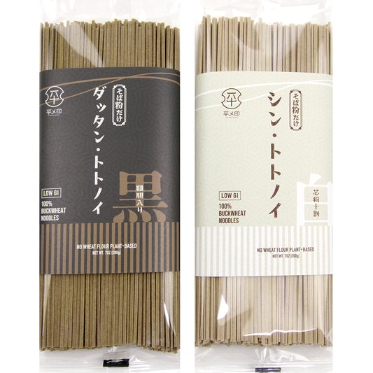 そば粉だけ 食べ比べ シン・トトノイ 芯粉十割 200g ＋ ダッタン・トトノイ 韃靼そば粉入り十割 200g